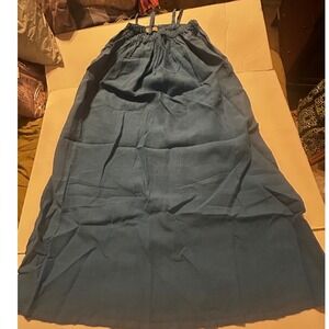 Filosofia LA Blue 100% Linen Maxi Dress Made in USA Women Size S Relaxed Boho